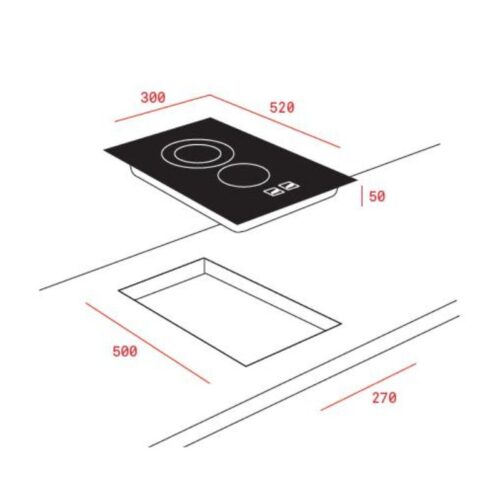 Bếp từ Domino Teka HOB IRF 3200 3 Kích thước bếp từ Domino Teka HOB IRF 3200
