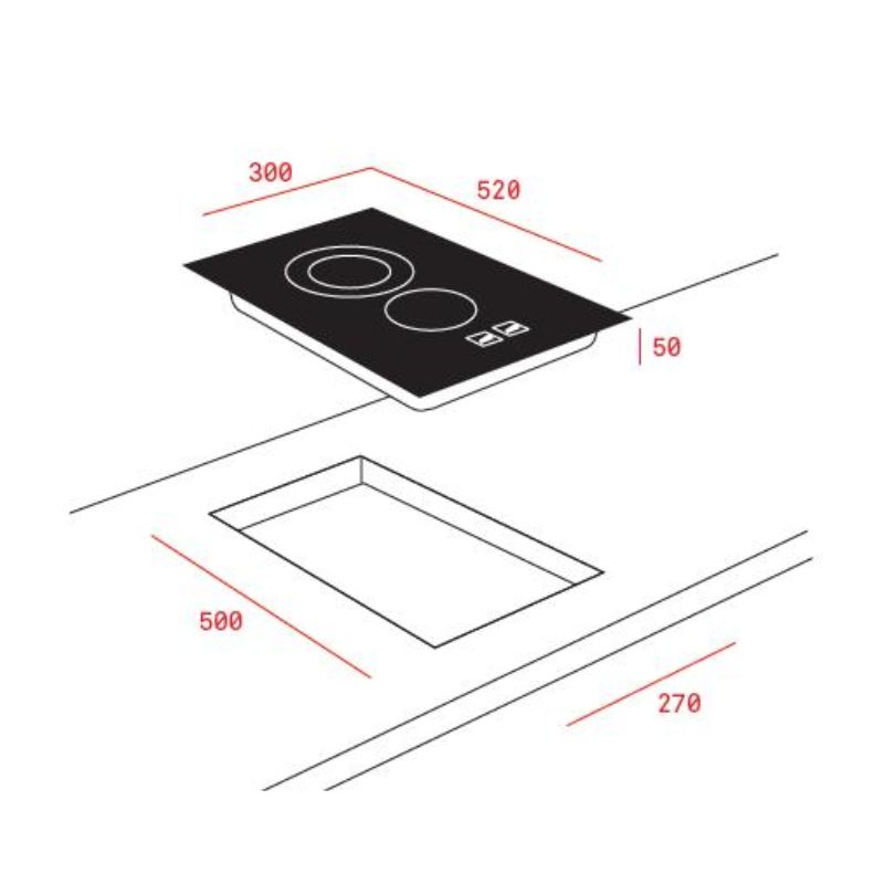 Kích thước bếp từ Domino Teka HOB IRF 3200 Kích thước bếp từ Domino Teka HOB IRF 3200