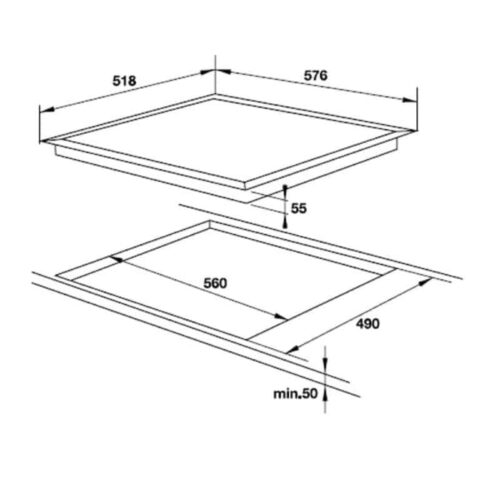 Bếp từ 4 vùng nấu Hafele 535.02.211 4 Kích thước bếp từ 4 vùng nấu Hafele HC-I604C 535.02.211