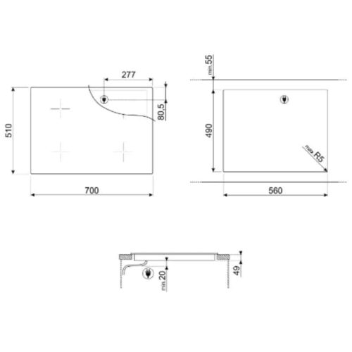 Bếp từ Hafele Smeg SI1M7733B 536.64.081 3 Kích thước bếp từ Hafele Smeg SI1M7733B 536.64.081