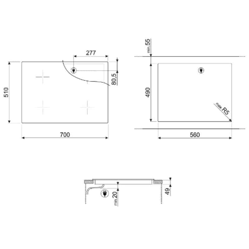 Kích thước bếp từ Hafele Smeg SI1M7733B 536.64.081 Kích thước bếp từ Hafele Smeg SI1M7733B 536.64.081