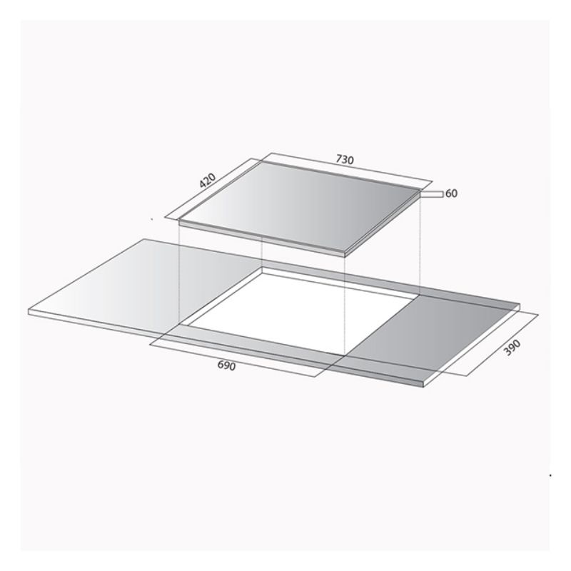Kích thước bếp từ Kocher DI-833GE Kích thước bếp từ Kocher DI-833GE