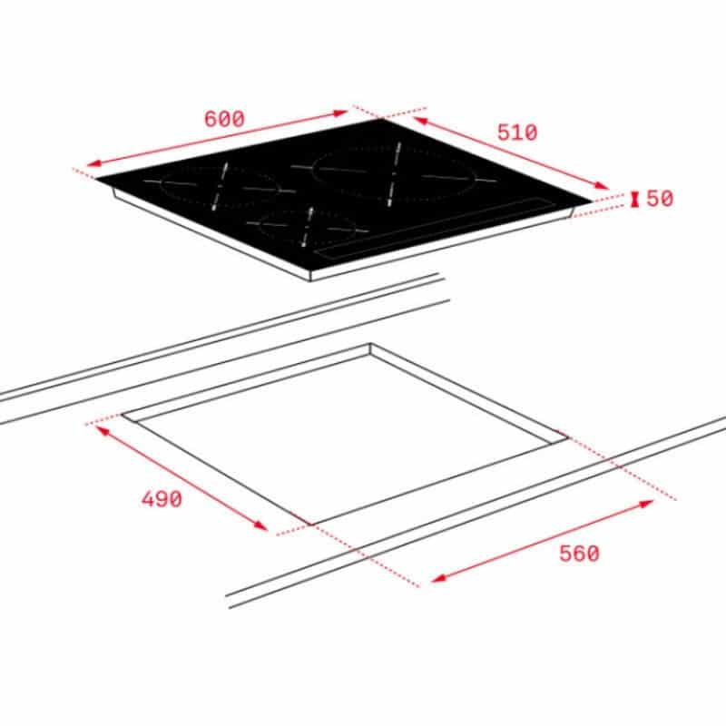 Kích thước của Bếp từ TEKA IBC 63015 BK MSS Kích thước của Bếp từ TEKA IBC 63015 BK MSS