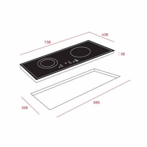 Bếp từ Teka IR 721 SR 5 Kích thước Bếp từ Teka IR 721 SR