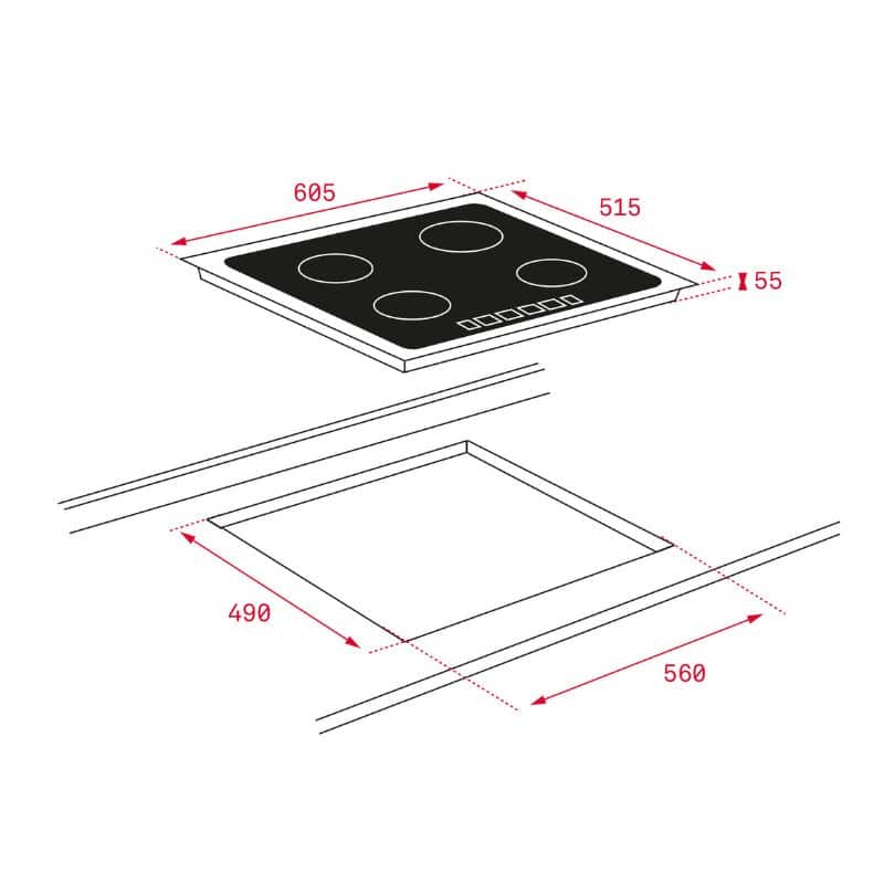 Kích thước của Bếp Từ Teka IT 6350 IKNOB Kích thước của Bếp Từ Teka IT 6350 IKNOB
