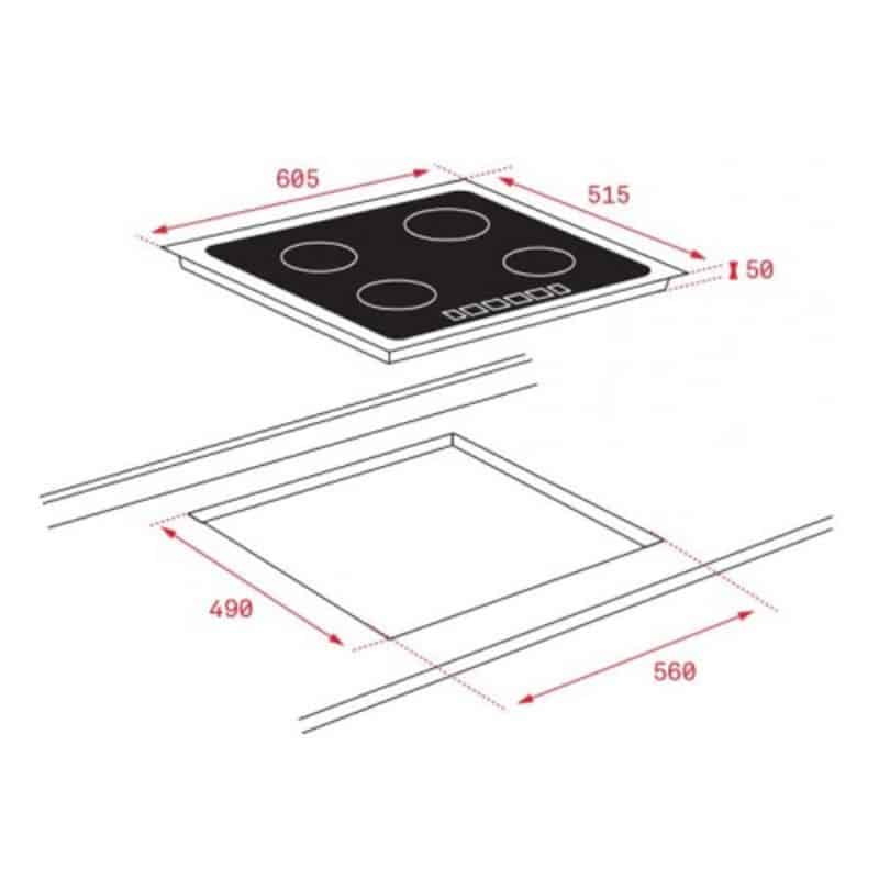 Kích thước của Bếp từ TEKA ITC 64630 BK MST Kích thước của Bếp từ TEKA ITC 64630 BK MST