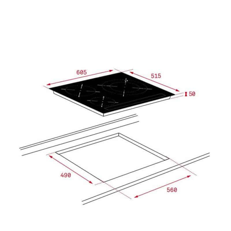Kích thước của Bếp từ TEKA ITF 65320 BK MSP Kích thước của Bếp từ TEKA ITF 65320 BK MSP