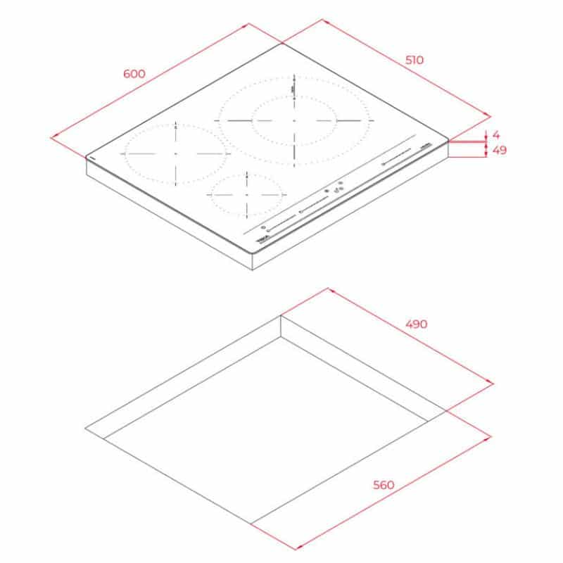 Kích thước của Bếp từ TEKA IZC 63320 BK MSS Kích thước của Bếp từ TEKA IZC 63320 BK MSS