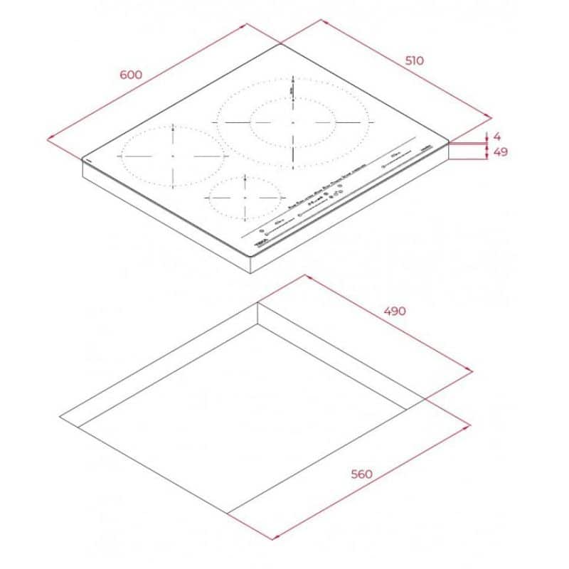 Kích thước của Bếp từ Teka IZC 63632 BK MST Kích thước của Bếp từ Teka IZC 63632 BK MST
