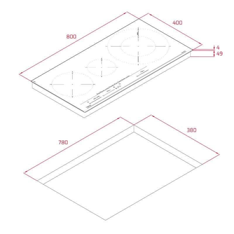 Kích thước của Bếp từ TEKA IZC 83620 MST BK Kích thước của Bếp từ TEKA IZC 83620 MST BK