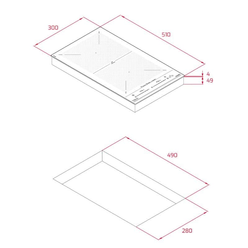 Kích thước của Bếp từ TEKA IZF 32400 MSP BK Kích thước của Bếp từ TEKA IZF 32400 MSP BK