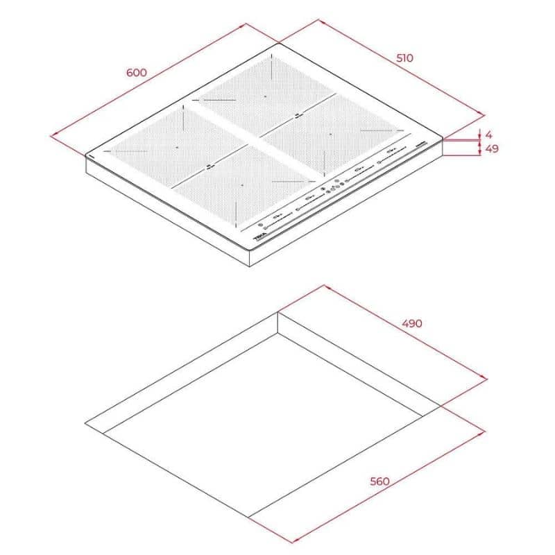 Kích thước của Bếp từ Teka IZF 64600 MSP BK Kích thước của Bếp từ Teka IZF 64600 MSP BK