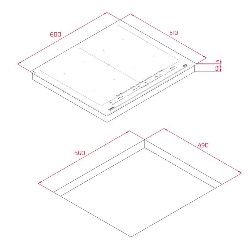 Kích thước của Bếp từ Teka IZF 68700 MST BK Kích thước của Bếp từ Teka IZF 68700 MST BK