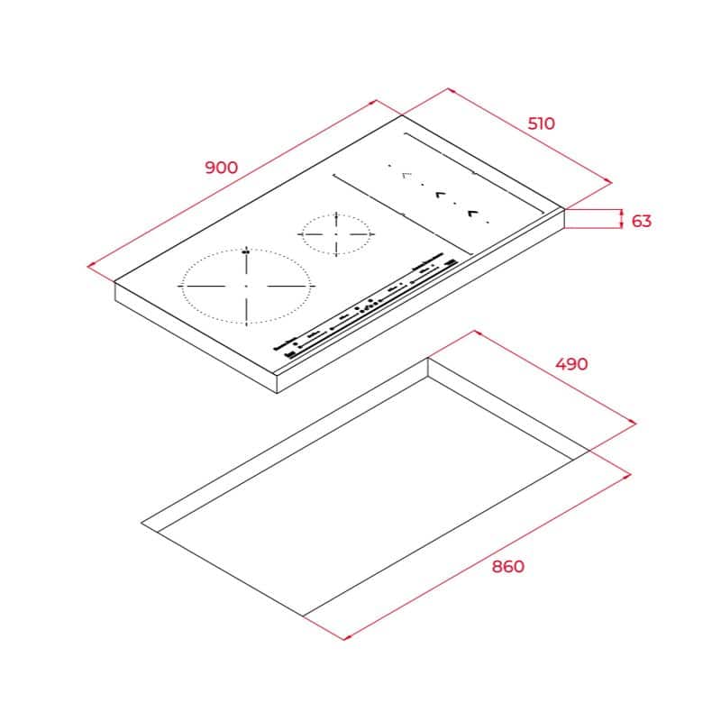 Kích thước của Bếp từ TEKA IZS 96600 MSP Kích thước của Bếp từ TEKA IZS 96600 MSP