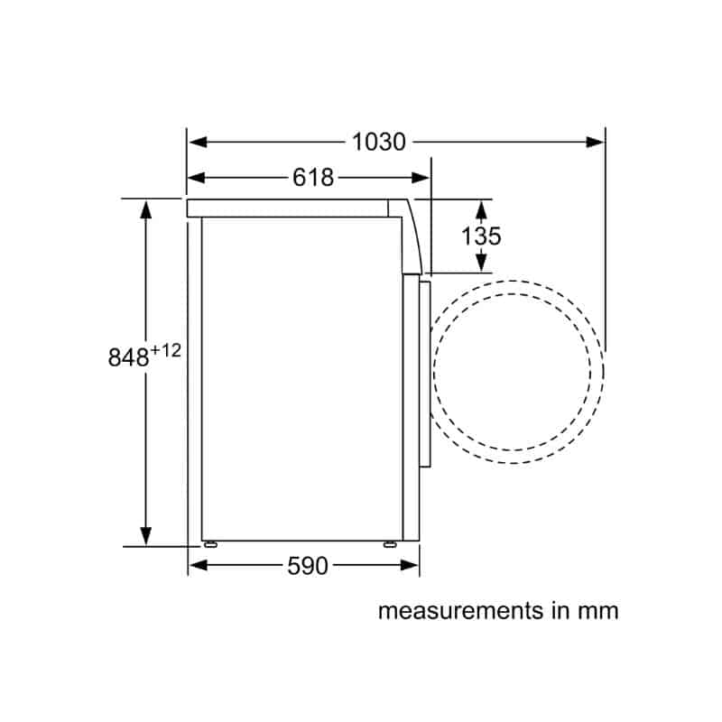Kích thước máy giặt quần áo Bosch WAK24160SG Kích thước máy giặt quần áo Bosch WAK24160SG