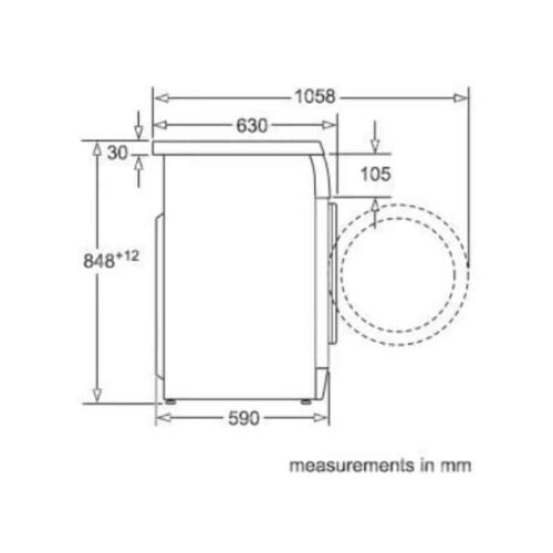Máy giặt quần áo Bosch WAS28448ME 3 Kích thước máy giặt quần áo Bosch WAS28448ME