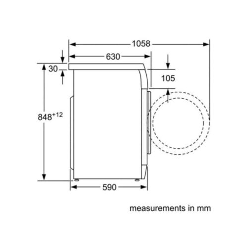 Máy giặt quần áo Bosch WAS28448SG 4 Kích thước máy giặt quần áo Bosch WAS28448SG