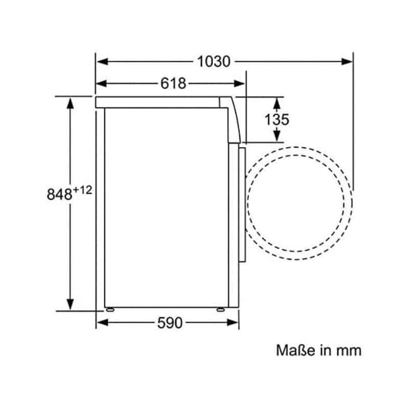 Kích thước máy giặt Bosch WAT24340PL Kích thước máy giặt Bosch WAT24340PL