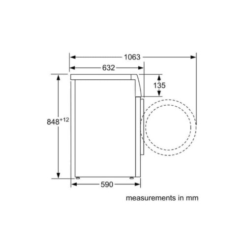 Máy giặt quần áo Bosch WAV28L40SG 7 Kích thước máy giặt quần áo Bosch WAV28L40SG