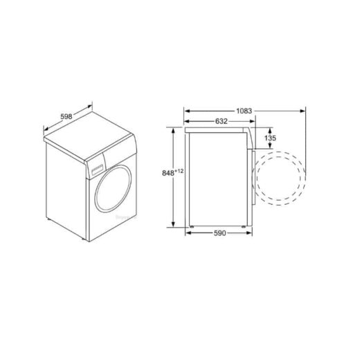 Máy giặt quần áo Bosch WAW28790HK 2 Kích thước máy giặt quần áo Bosch WAW28790HK