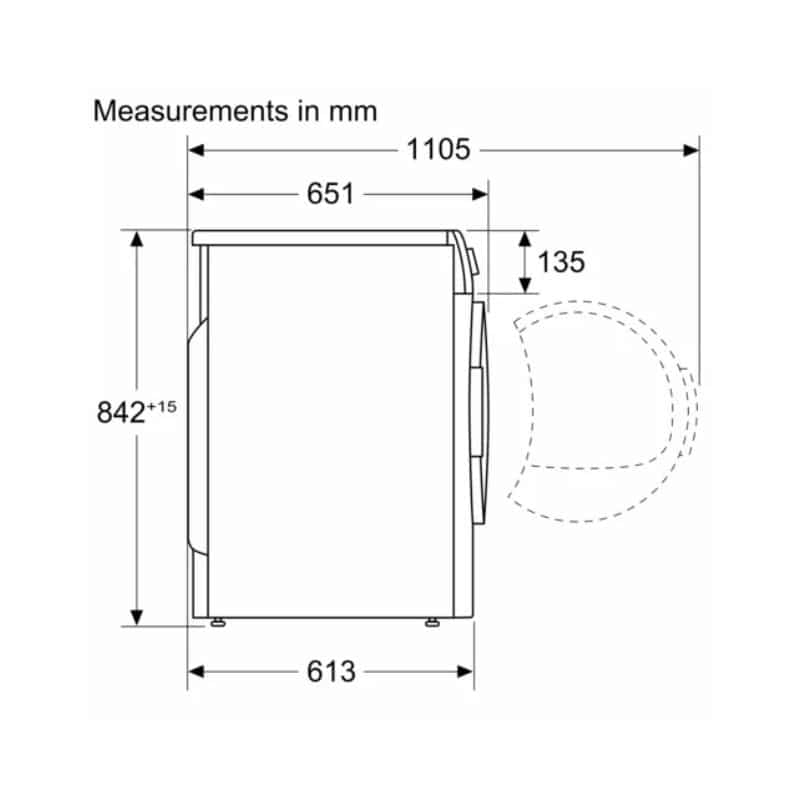 Kích thước máy sấy quần áo Bosch WTB86201SG Kích thước máy sấy quần áo Bosch WTB86201SG