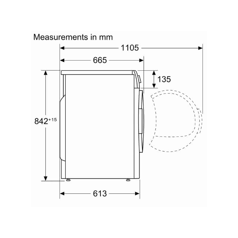 Kích thước máy sấy quần áo Bosch WTR85V00SG Kích thước máy sấy quần áo Bosch WTR85V00SG