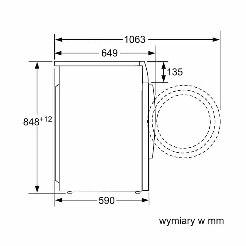 Kích thước máy giặt quần áo Bosch WVG30441EU Kích thước máy giặt quần áo Bosch WVG30441EU