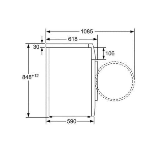 Máy giặt quần áo Bosch WVH30542EU 4 Kích thước máy giặt quần áo Bosch WVH30542EU