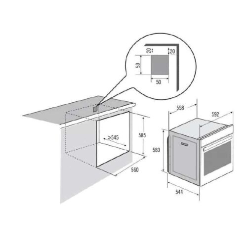 Lò nướng Brandt BXE5532X 3 Kích thước lò nướng Brandt BXE5532X
