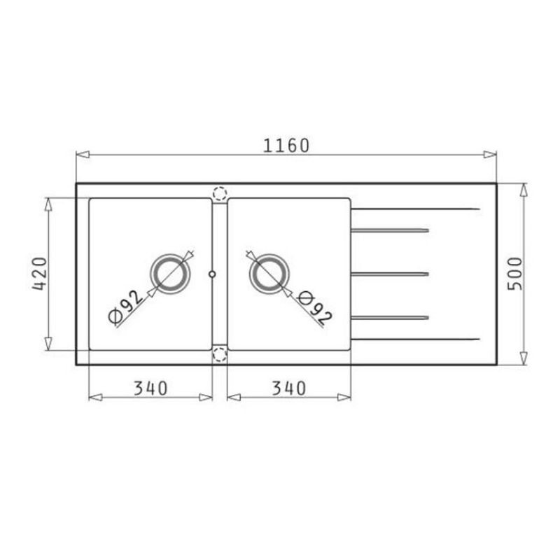 Kích thước chậu đá BOSCH PYRAGRANITE ALAZIA (116X50) 2B 1D Kích thước chậu đá BOSCH PYRAGRANITE ALAZIA (116X50) 2B 1D