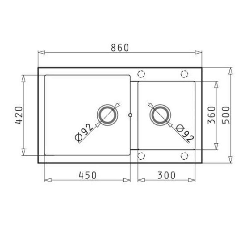 Kích thước chậu đá BOSCH PYRAGRANITE ALAZIA (86X50) 1 3/4B Kích thước chậu đá BOSCH PYRAGRANITE ALAZIA (86X50) 1 3/4B