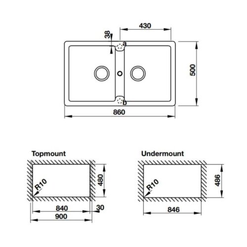 Chậu đá Hafele GALBA HS-GD8650 570.36.300 3 Chậu đá Hafele GALBA HS-GD8650 570.36.300