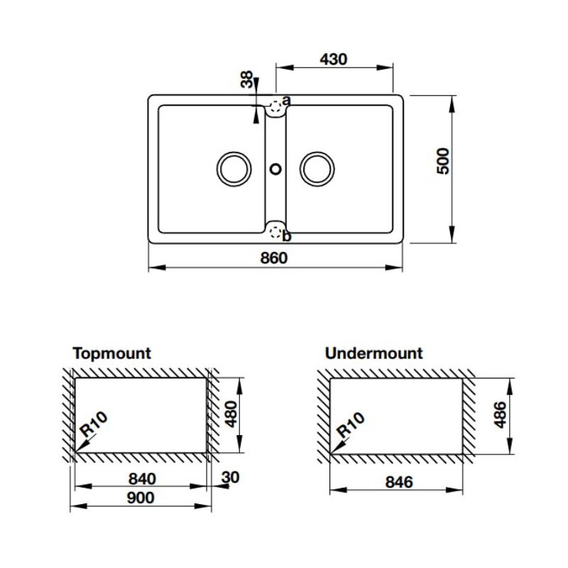 Chậu đá Hafele GALBA HS-GD8650 570.36.300 Chậu đá Hafele GALBA HS-GD8650 570.36.300