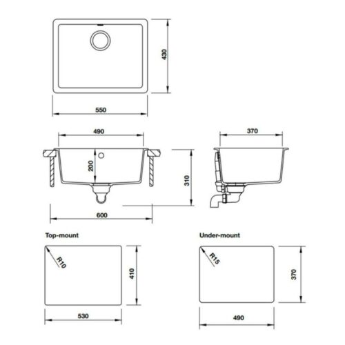 Chậu đá Hafele GALBA HS-GS5543 570.35.430 3 Chậu đá Hafele GALBA HS-GS5543 570.35.430
