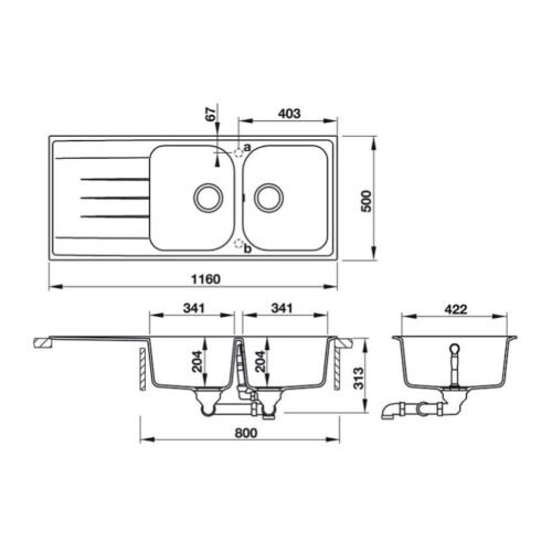Chậu đá Hafele JULIUS HS-GDD11650 570.35.360 3 Chậu đá Hafele JULIUS HS-GDD11650 570.35.360