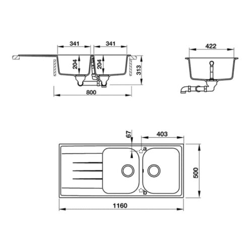 Chậu đá Hafele JULIUS HS-GDD11650 570.35.560 3 Chậu đá Hafele JULIUS HS-GDD11650 570.35.560