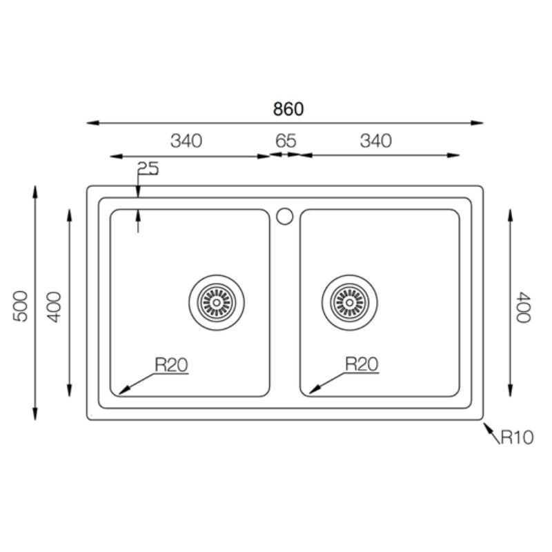 Kích thước chậu rửa bát Konox Turkey Beta 860 Kích thước chậu rửa bát Konox Turkey Beta 860