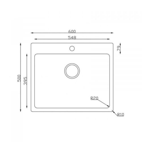 Chậu rửa bát Konox Turkey Neron 600 3 Kích thước chậu rửa bát Konox Turkey Neron 600