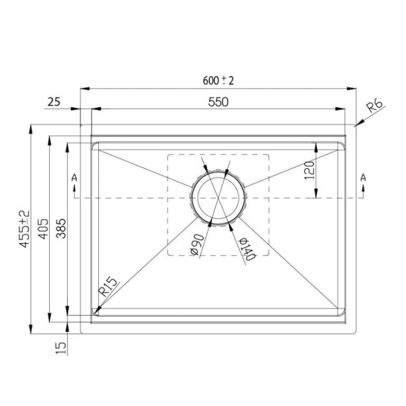 Kích thước chậu rửa bát Konox Workstation - Undermount KN6046SU Kích thước chậu rửa bát Konox Workstation - Undermount KN6046SU