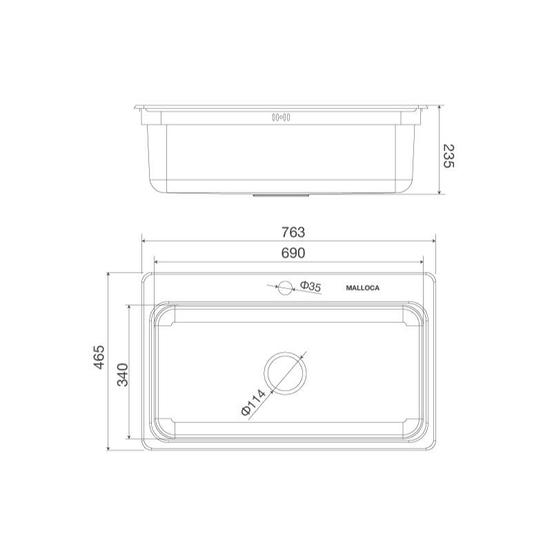 Kích thước chậu rửa bát Malloca MS 1022D Kích thước chậu rửa bát Malloca MS 1022D