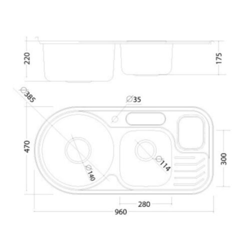 Chậu rửa bát Malloca MS 1029 3 Kích thước chậu rửa bát Malloca MS 1029