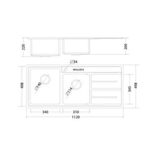 Chậu rửa bát Malloca MS 8808 3 Kích thước chậu rửa bát Malloca MS 8808