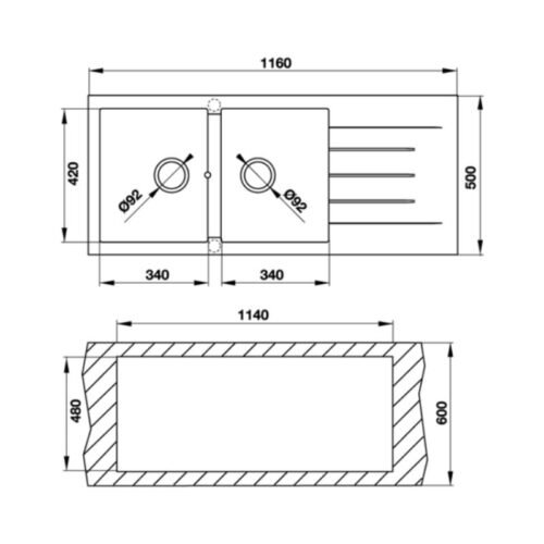 Chậu rửa chén bát Hafele HS G11650 565.88.511 3 Kích thước chậu rửa chén bát Hafele HS G11650 565.88.511