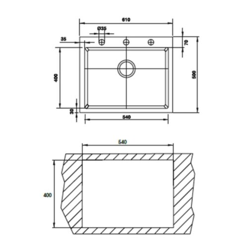 Chậu rửa chén bát Hafele HS G6150 565.84.271 3 Kích thước chậu rửa chén bát Hafele HS G6150 565.84.271