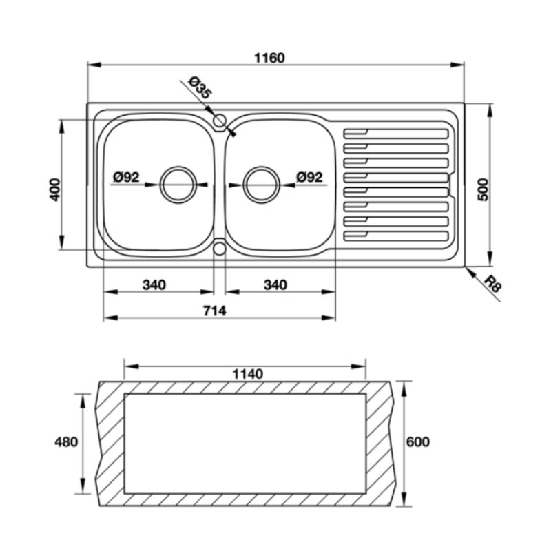 Kích thước chậu rửa chén bát Hafele HS S11650 565.86.281 ( Ngừng sản xuất) Kích thước chậu rửa chén bát Hafele HS S11650 565.86.281 ( Ngừng sản xuất)