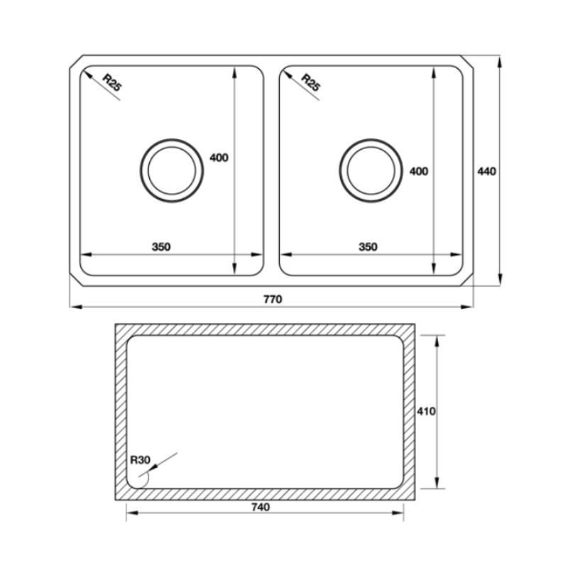 Kích thước chậu rửa chén bát Hafele HS S7744 567.23.020 Kích thước chậu rửa chén bát Hafele HS S7744 567.23.020