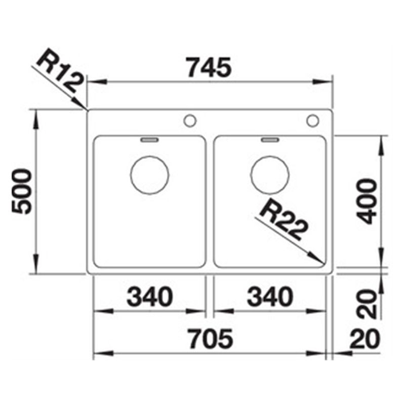 Kích thước chậu rửa chén Blanco ANDANO 340 IF Kích thước chậu rửa chén Blanco ANDANO 340 IF