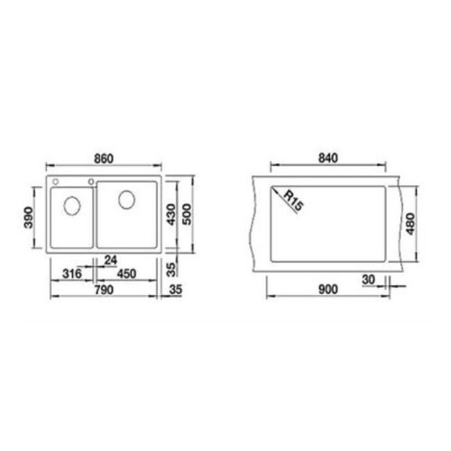Chậu rửa chén Blanco PLEON 9 Anthracite 5 Kích thước chậu rửa chén Blanco PLEON 9 Anth