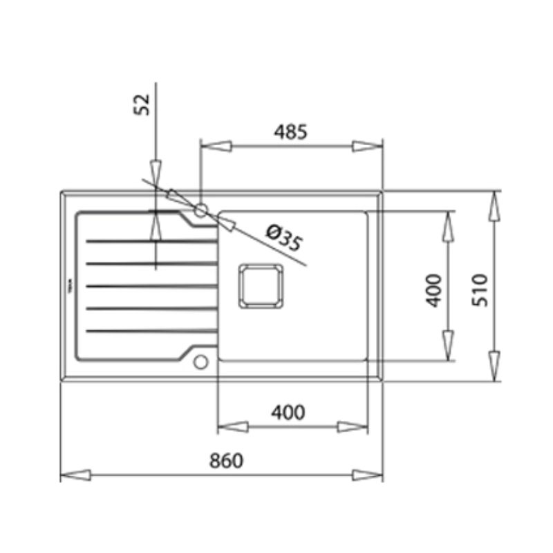 Kích thước chậu rửa inox TEKA DIAMOND RS15 1B 1D Kích thước chậu rửa inox TEKA DIAMOND RS15 1B 1D