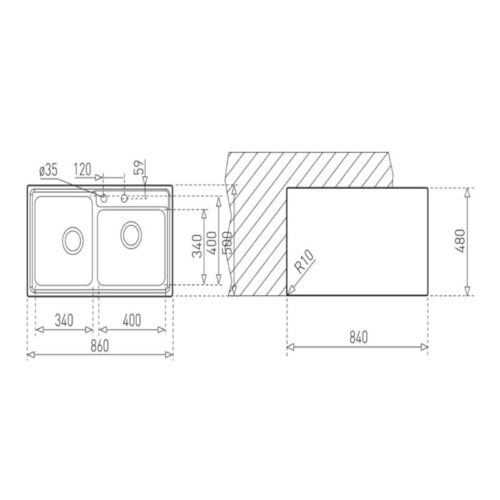 Chậu rửa Teka STAGE 2B S/STEEL 3 Kích thước chậu rửa Teka STAGE 2B S/STEEL